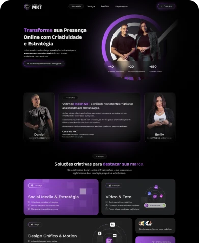 Empresa de desenvolvimento de site para Agências. Website do Casal Do MKT desenvolvido white label. Site profissional para agências de marketing.