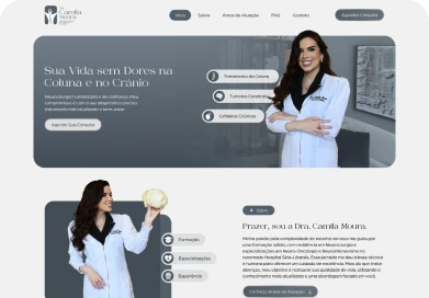 Empresa de desenvolvimento de site para Agências. Website Dra Camila Moura: Desenvolvimento white label para clínica de Neurocirurgia.